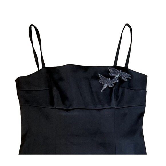 VTG HUGO BUSCATI  BLACK COCKTAIL DRESS SZ 12 USA MADE STRAPS PENCIL SHORT WOMENS - Picture 2 of 5